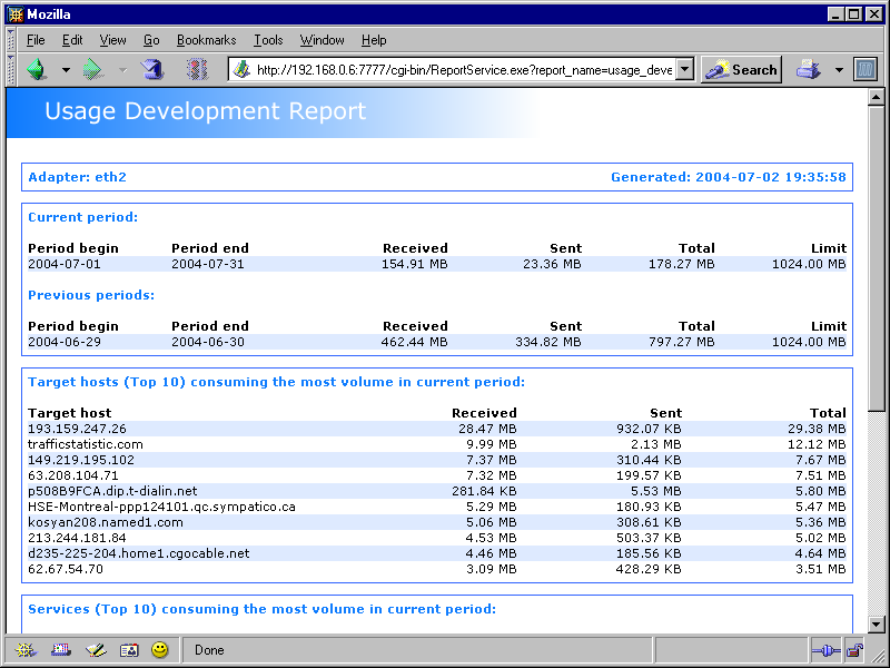  Novatech Traffic Statistics Linux Server Screenshot